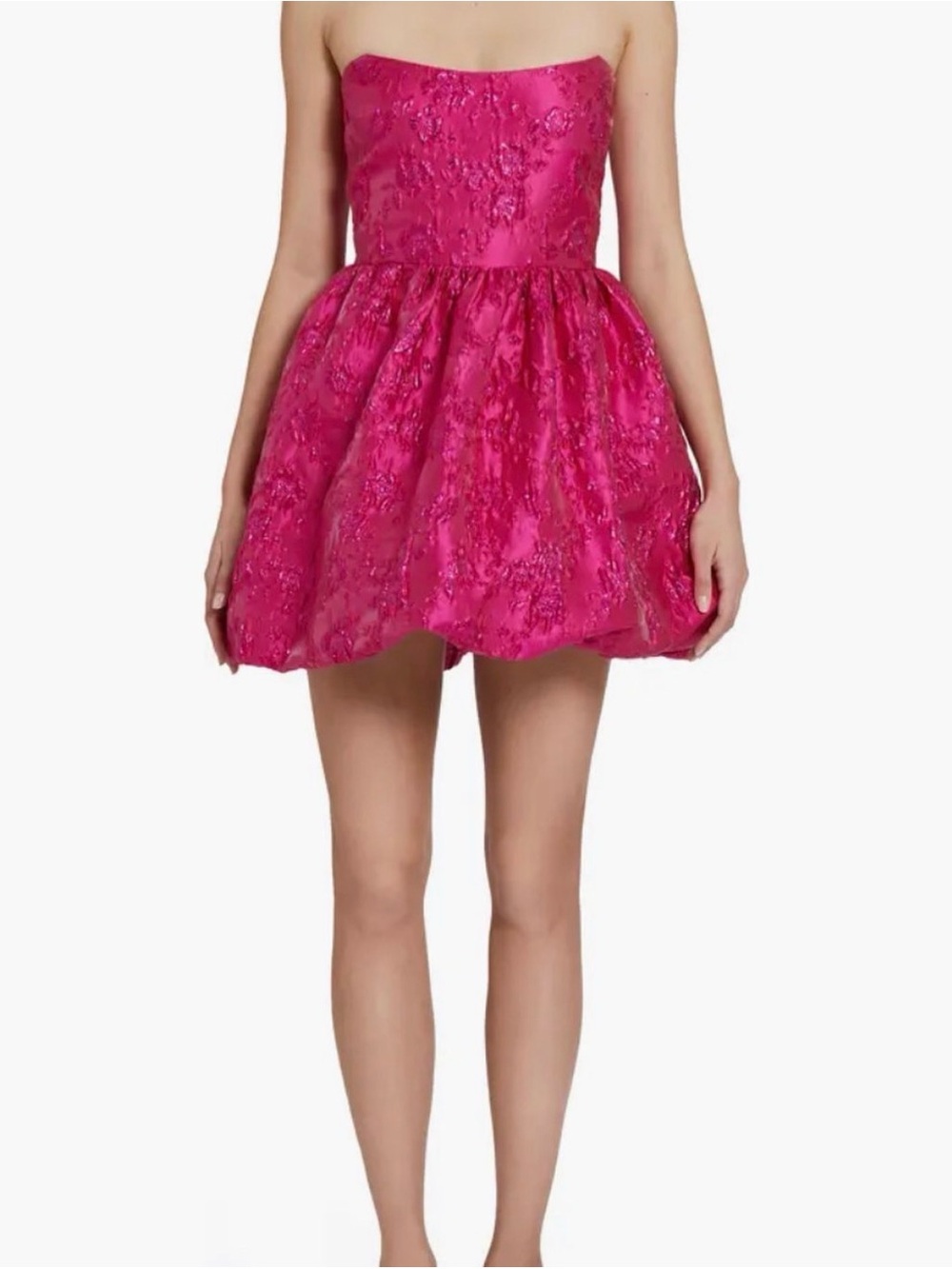 Amanda Uprichard Strapless Hot Pink Embroidered Bubble Dress